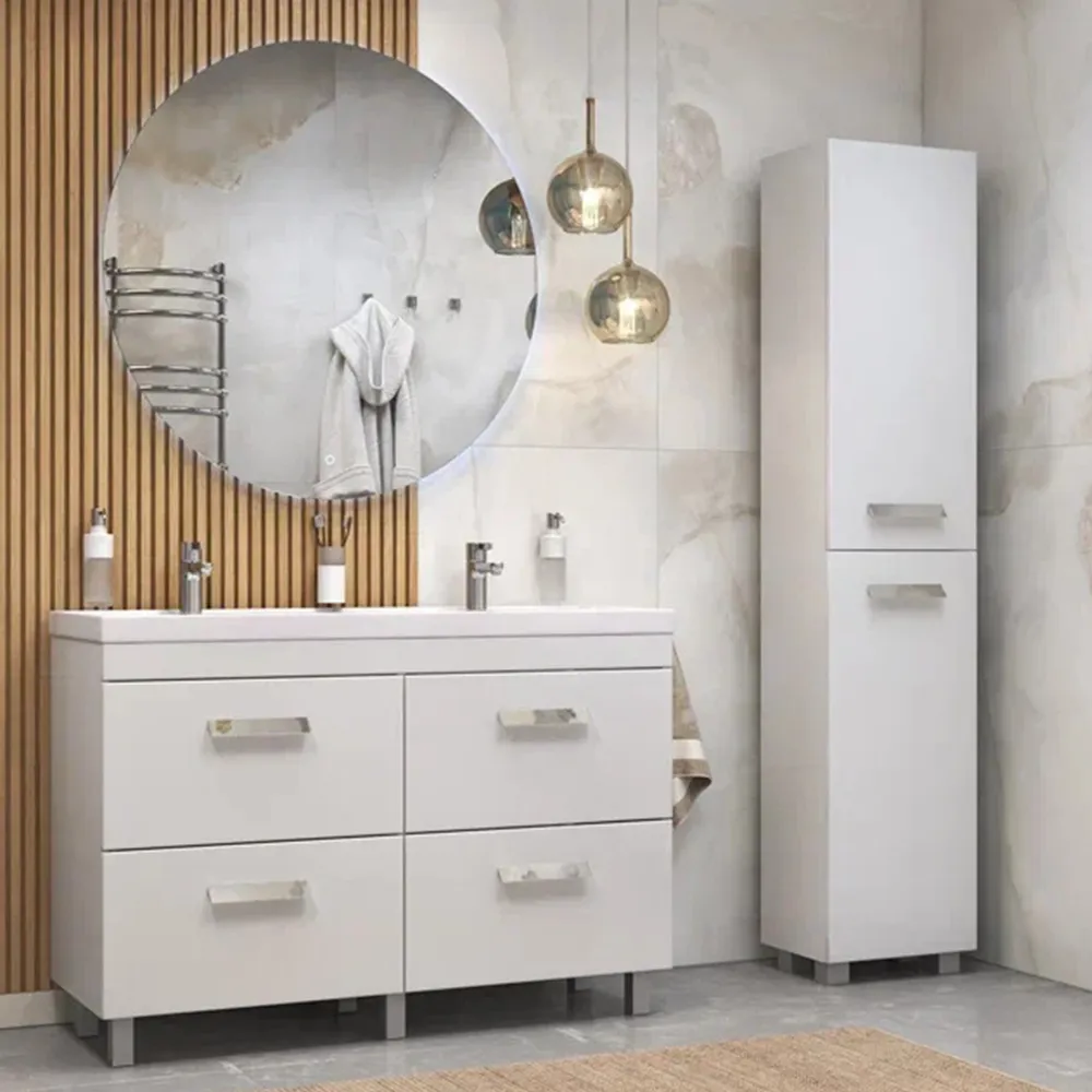 Тумба с раковиной напольная Velvex Orlando tn.ORL.CLA.120.4Y белый матовый, 120 см