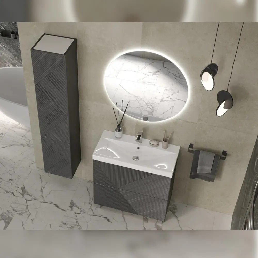 Тумба с раковиной напольная Velvex Edge tn.EDG.9696.80.2Y графит, 80 см