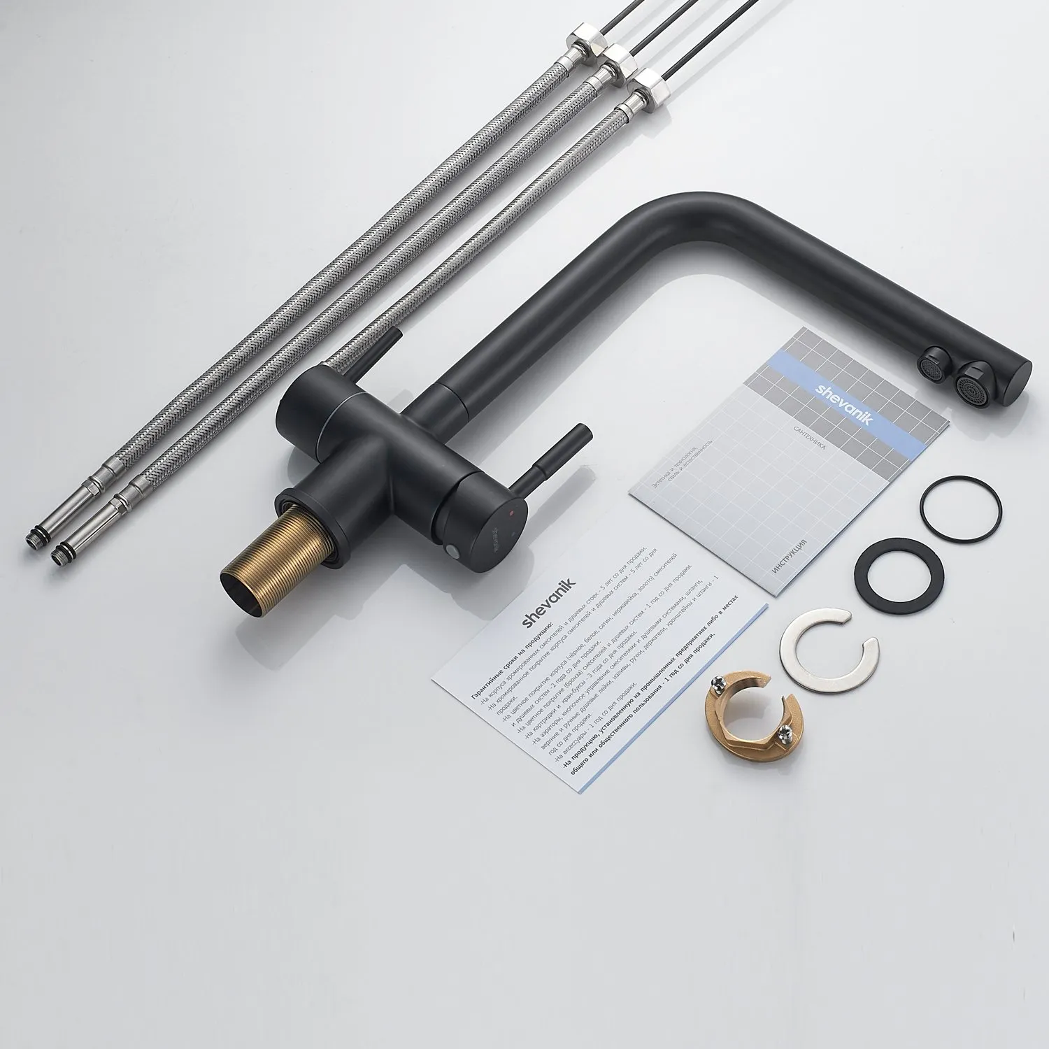 Смеситель для кухни с подключением фильтра Shevanik S468H, черный