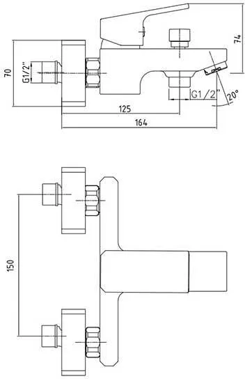 Смеситель для ванны E.C.A. Tiera 102102469EX