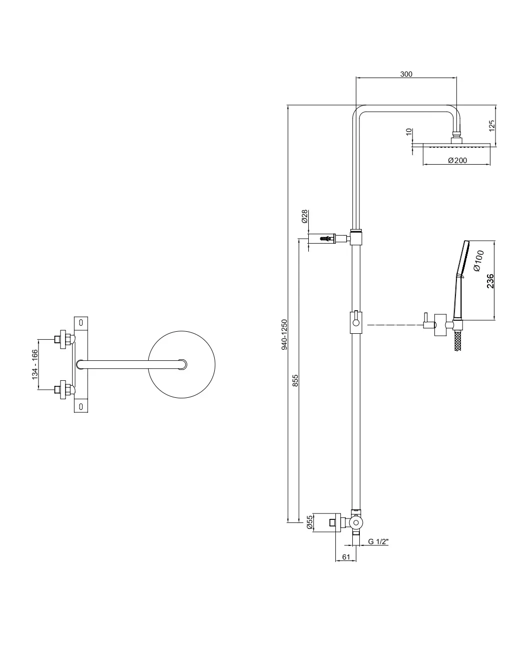 Душевая система термостатическая Fiore KEVON BLACK MATT 44NN0932, черный