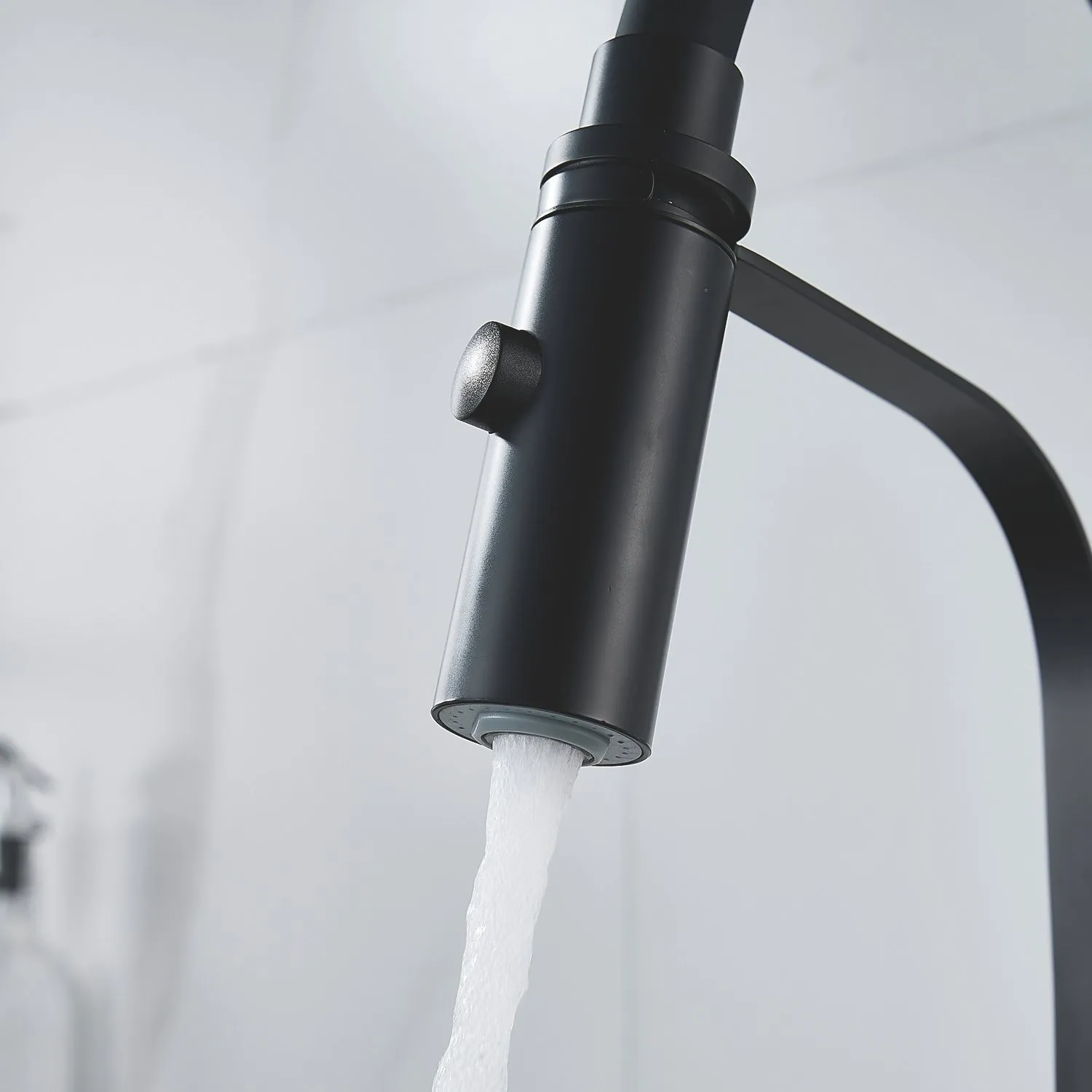 Смеситель для кухни с гибким изливом и режимом "душ" Shevanik S943H-3, черный