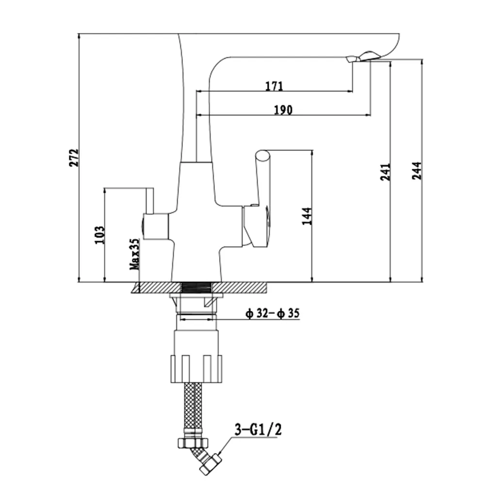 Смеситель для кухни с подключением фильтра GranFest 3223, кашемир