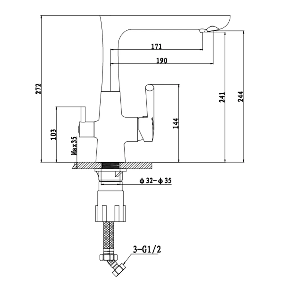 Смеситель для кухни с подключением фильтра GranFest 3223, графит