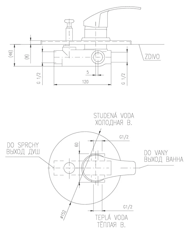 Смеситель для душа Rav Slezak Mississippi MS086