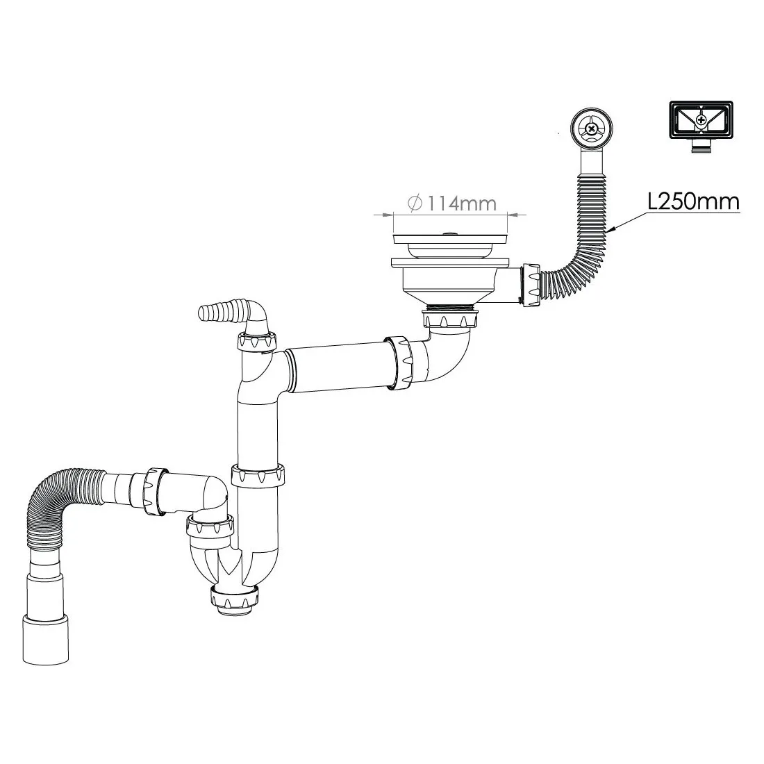 Сифон для кухонной мойки с переливом Nova NV1144