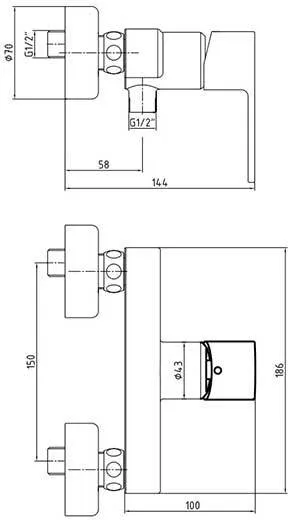 Смеситель для душа E.C.A. Nita 102154026EX