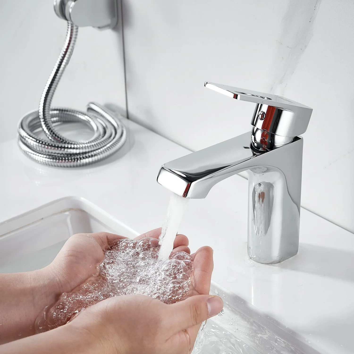 Смеситель для раковины с гигиеническим душем Raffine F171, хром