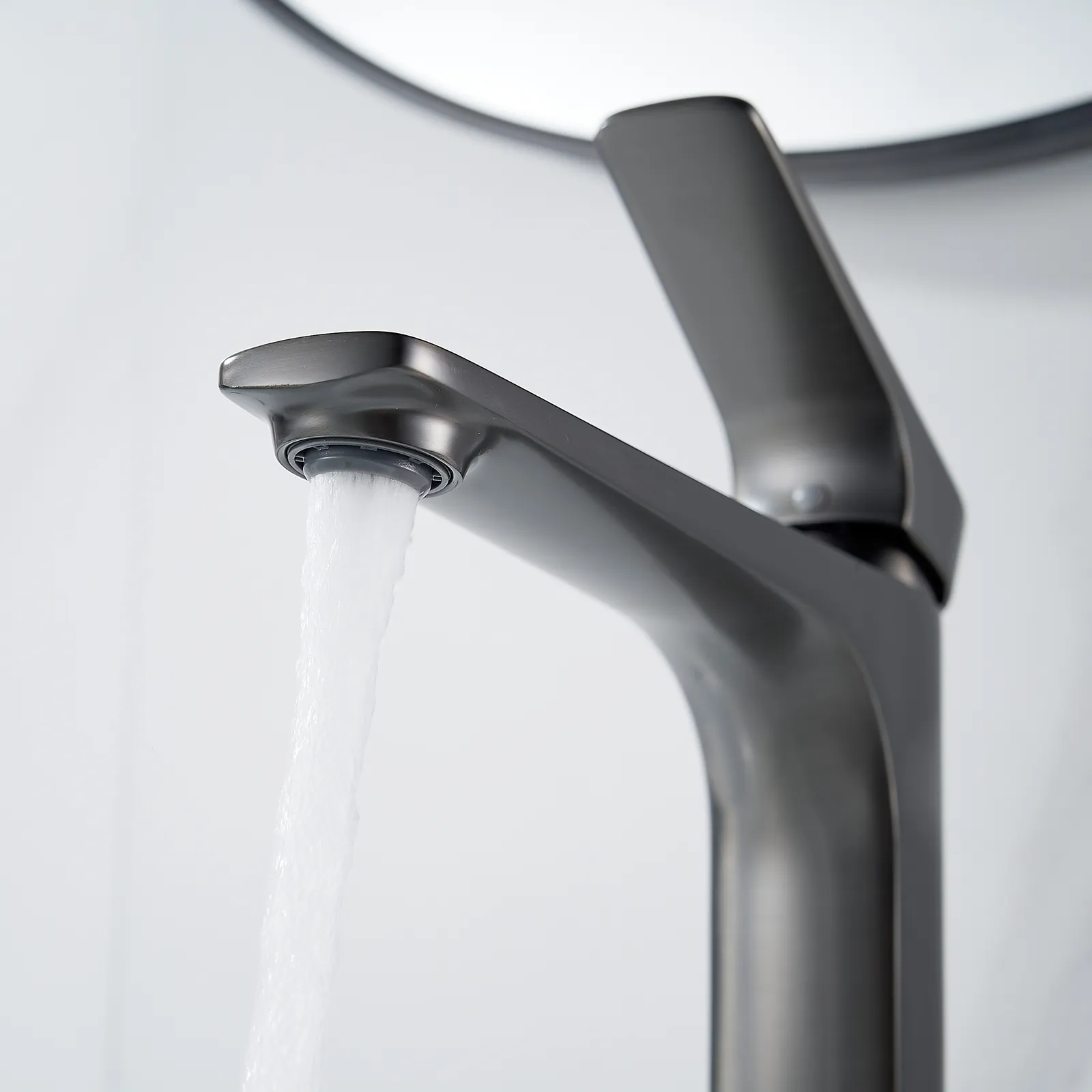 Смеситель для раковины высокий Shevanik S4211T, оружейная сталь