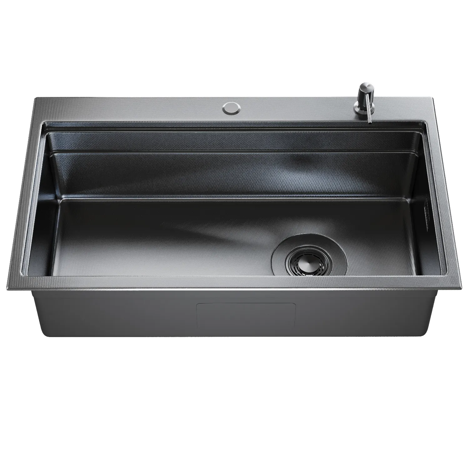 Мойка настол.монтаж MIXLINE ПРО 78х48 (1,0) вып 3 1/2" с ФАСКОЙ 21,5см с сиф.(ч граф дек)+доз+кол+р/д (558473)