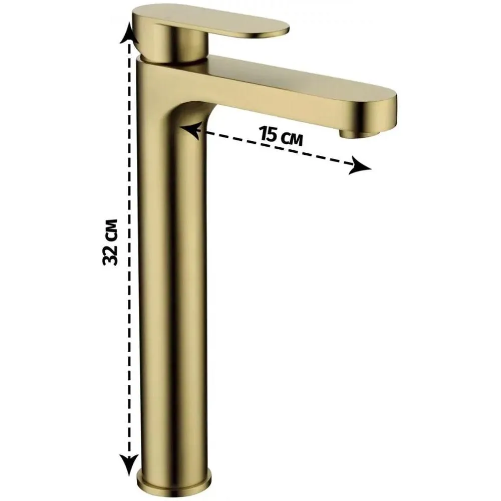 Смеситель для раковины высокий Grocenberg GB3011MG, матовое золото