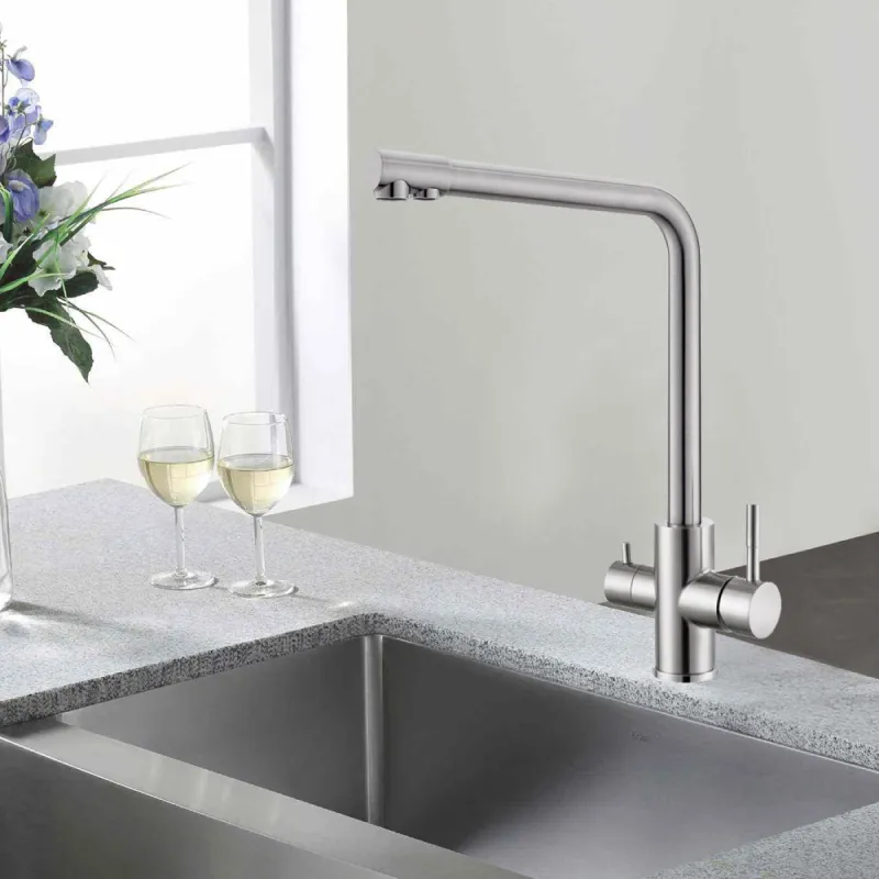 Смеситель для кухни с подключением фильтра WesnaArt EKO05-151, сатин