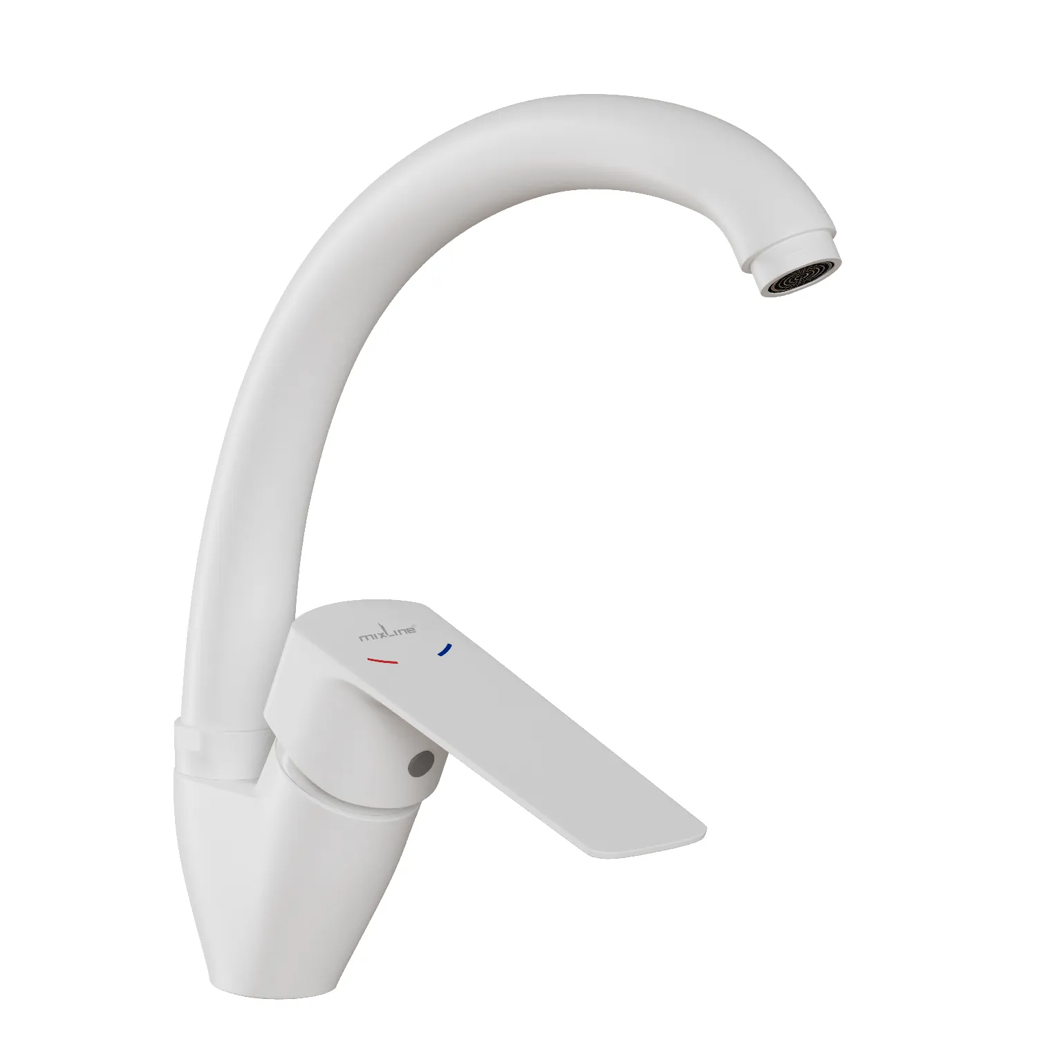 Смеситель для кухни 35k MIXLINE МЛ15-032(ML15-032W) выс.излив б/отв бок п/гайку (без подводки)БЕЛЫЙ (556659)