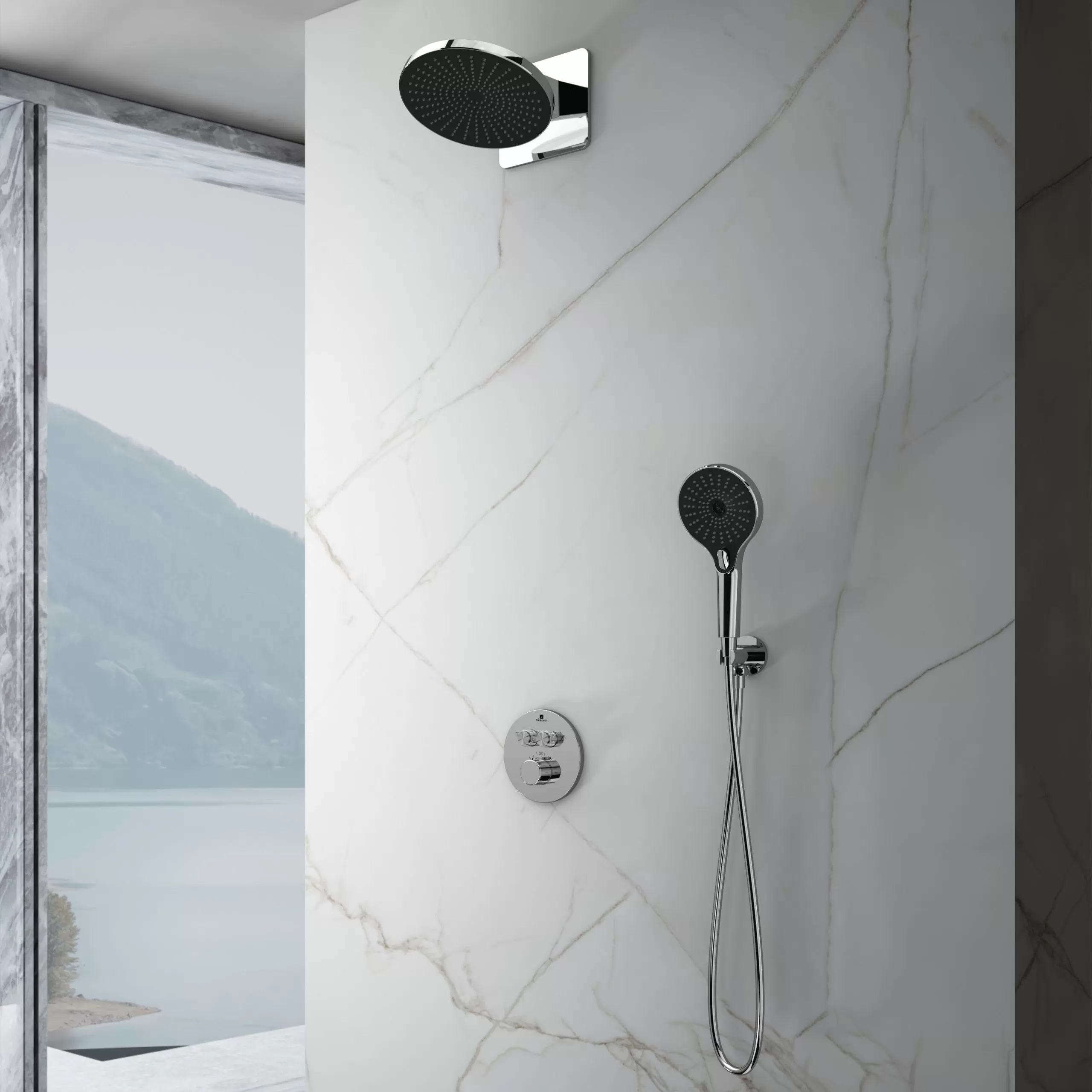Душевой комплект Vincea Inspire VSFW-3I22MT5CH встраиваемый, термостат, двухрежимный, хром
