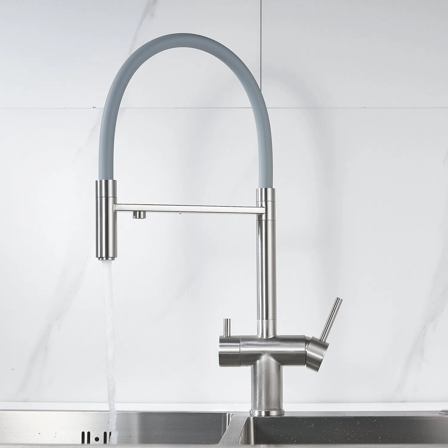 Смеситель для кухни с подключением фильтра Shevanik S178L, сатин