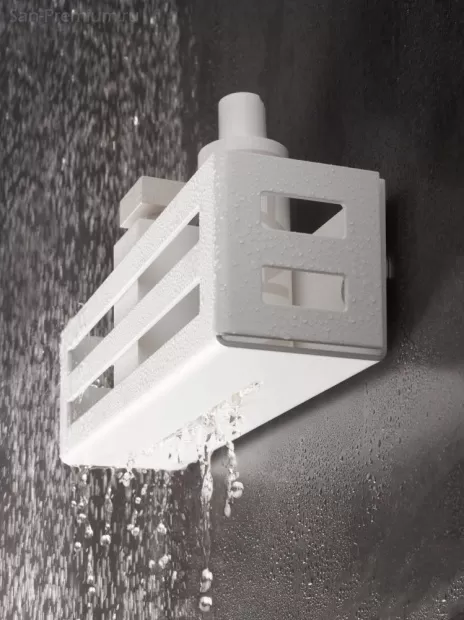 24954510000 UNIVERSALARTIKEL Корзинка для мыла, настенный монтаж, съёмная, со скрытым креплением, со сливными прорезями, белый (RAL 9010)