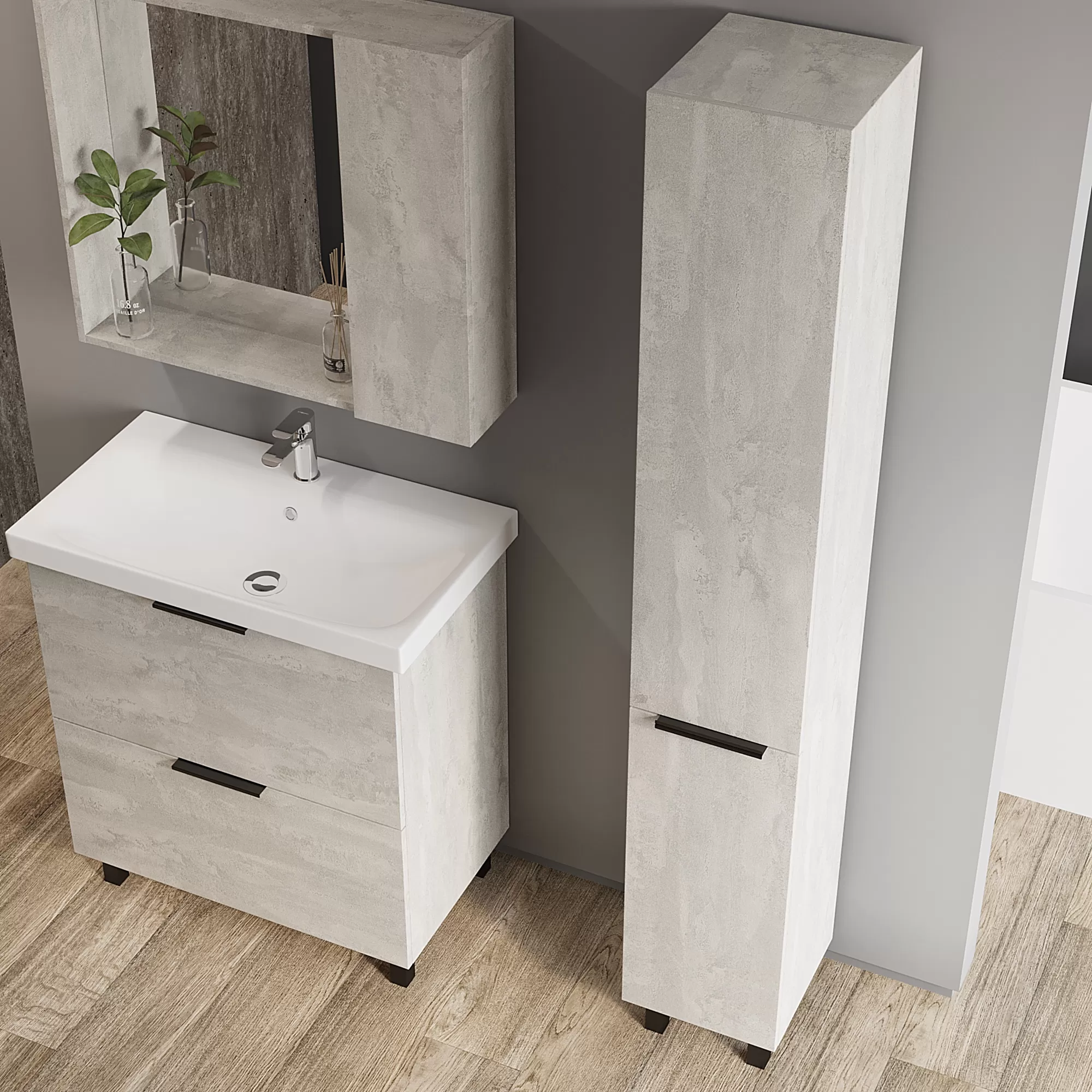 Тумба VIANT "Берлин" MODUO 80 2 ящика цемент 441х766х820 (VBER80MDC-T2Y)