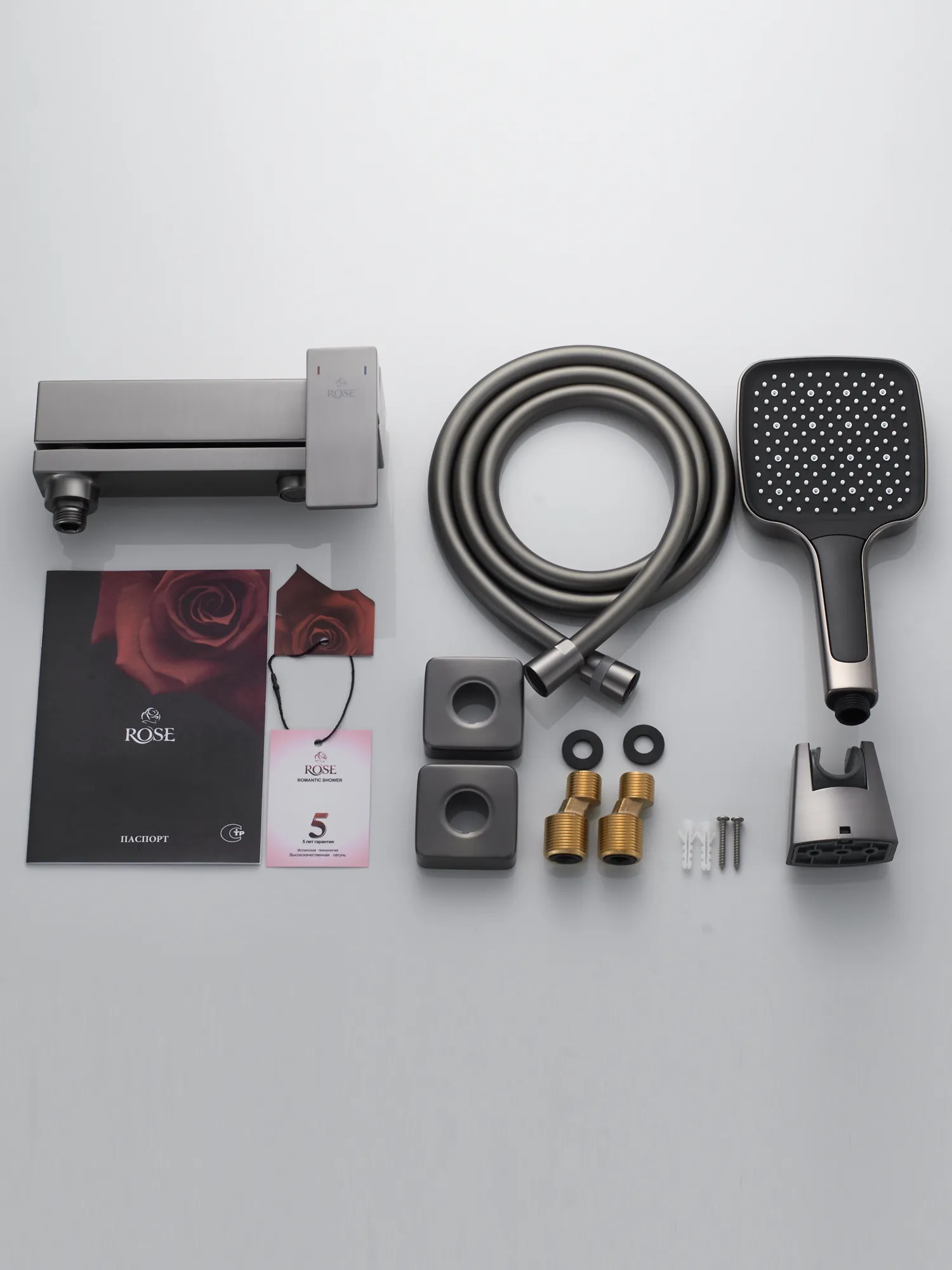 Смеситель для ванны Rose R2802T, оружейная сталь