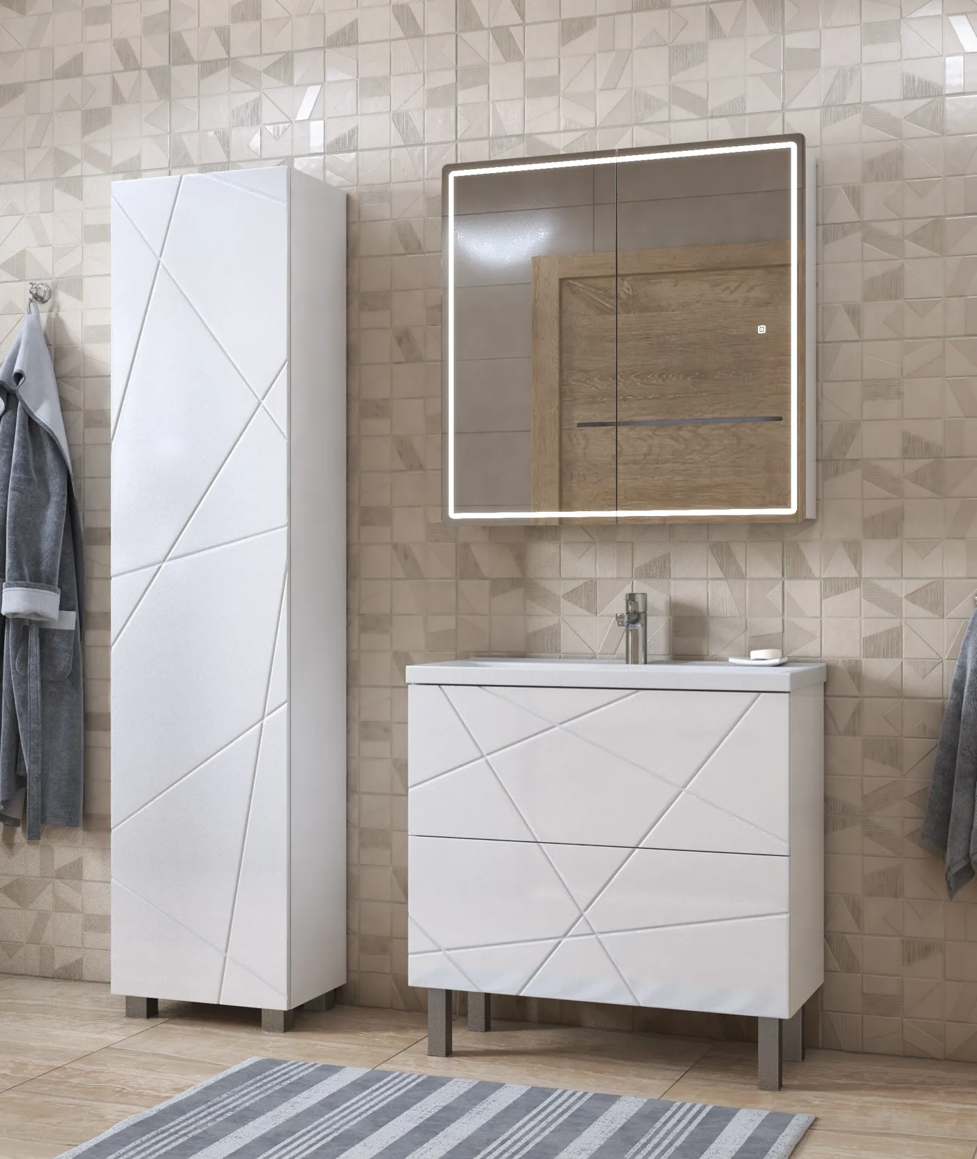 Тумба с раковиной напольная VIGO Geometry tn.bsf.GEO.FOS.70.2Y, 70 см