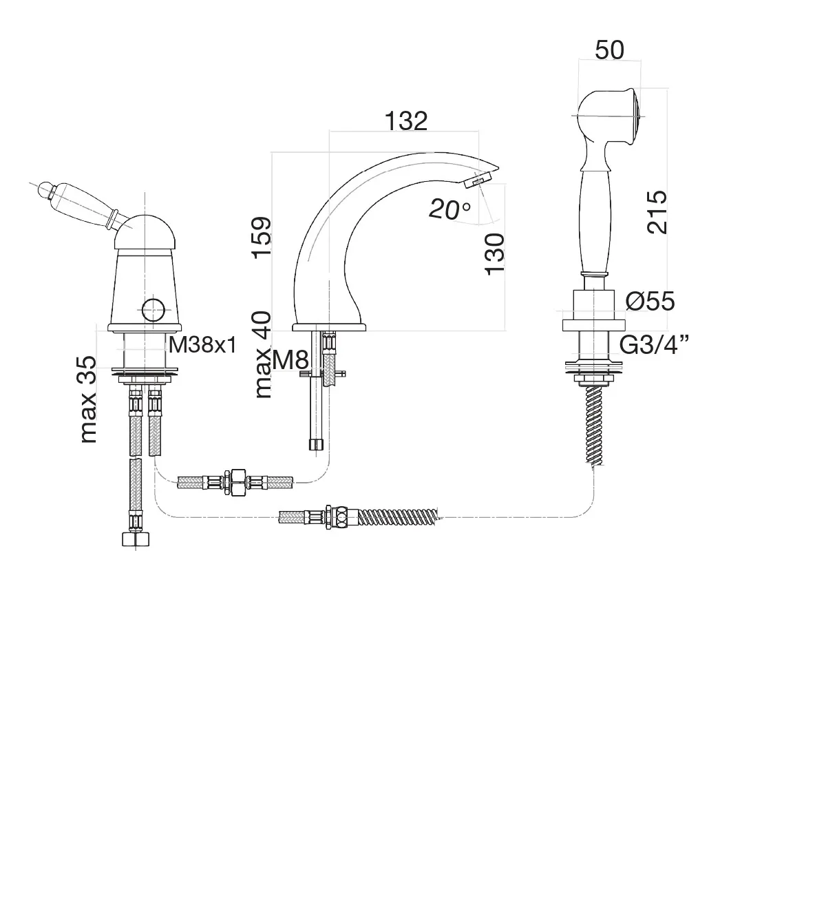 Смеситель на борт ванны Fiore IMPERIAL 83ZZ5105, бронза