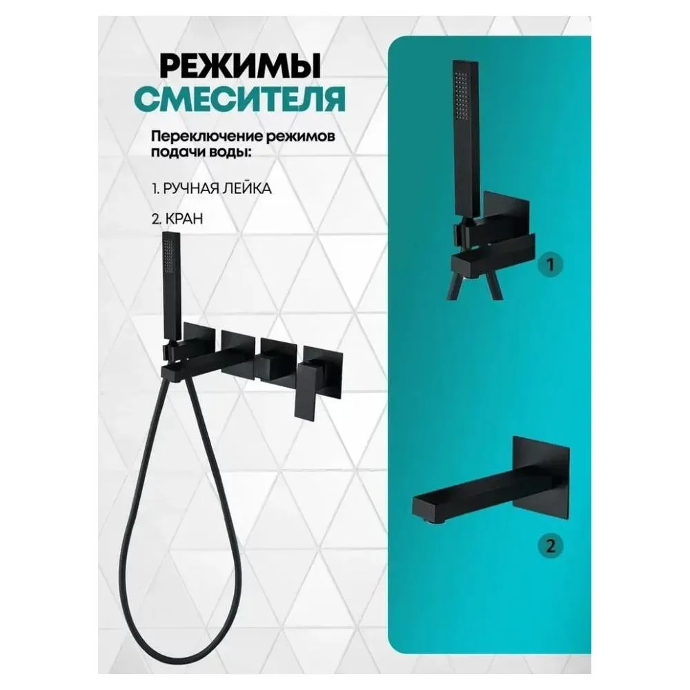 Смеситель для ванны встраиваемый Grocenberg GB5060BL, черный