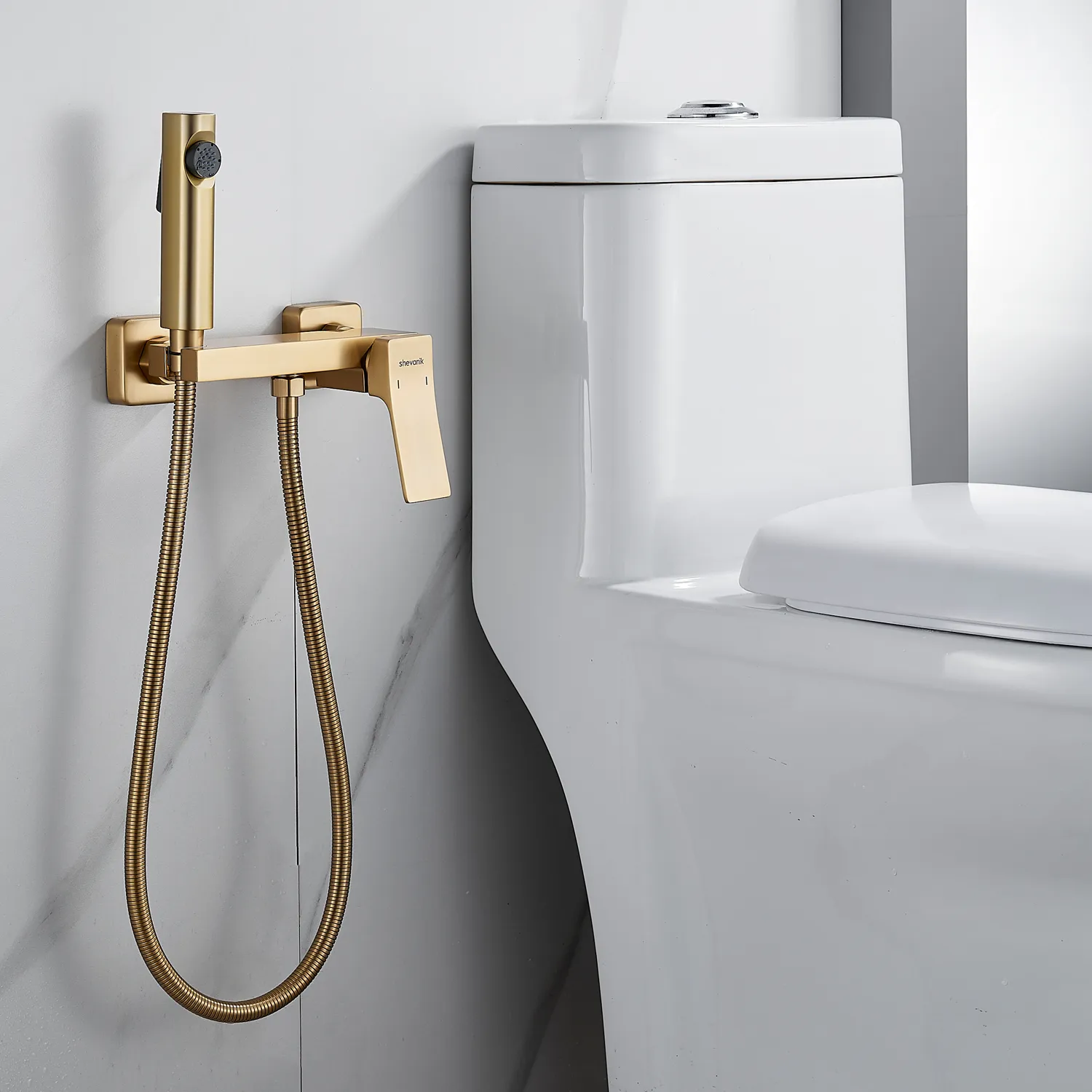 Гигиенический душ со смесителем Shevanik S4005G-1, золотой сатин