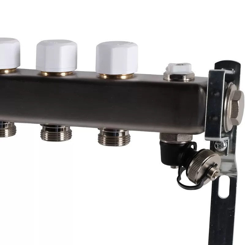 Коллектор Rommer 1"x3/4" на 9 контуров с запорными клапанами (нерж. сталь) (RMS-3201-000009)