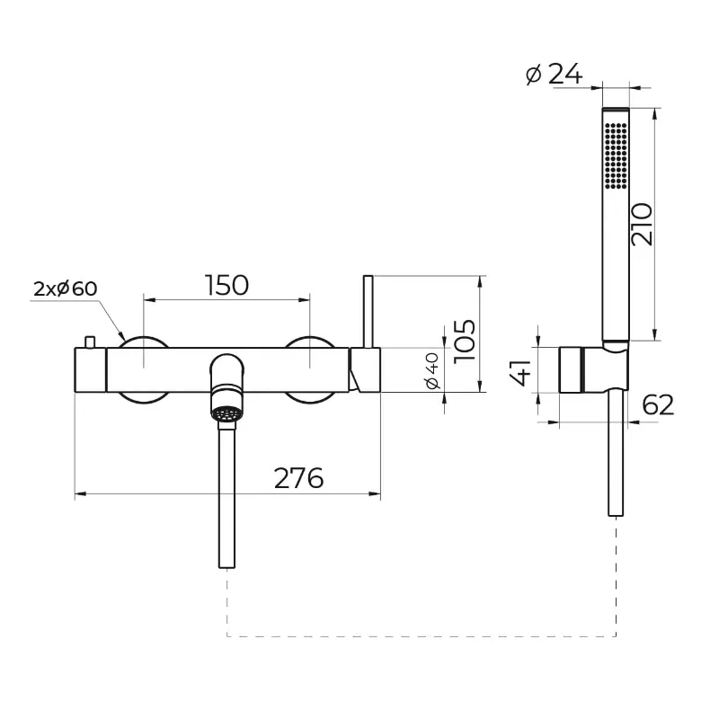 Смеситель для ванны Knotlor SS-23/GM, вороненая сталь