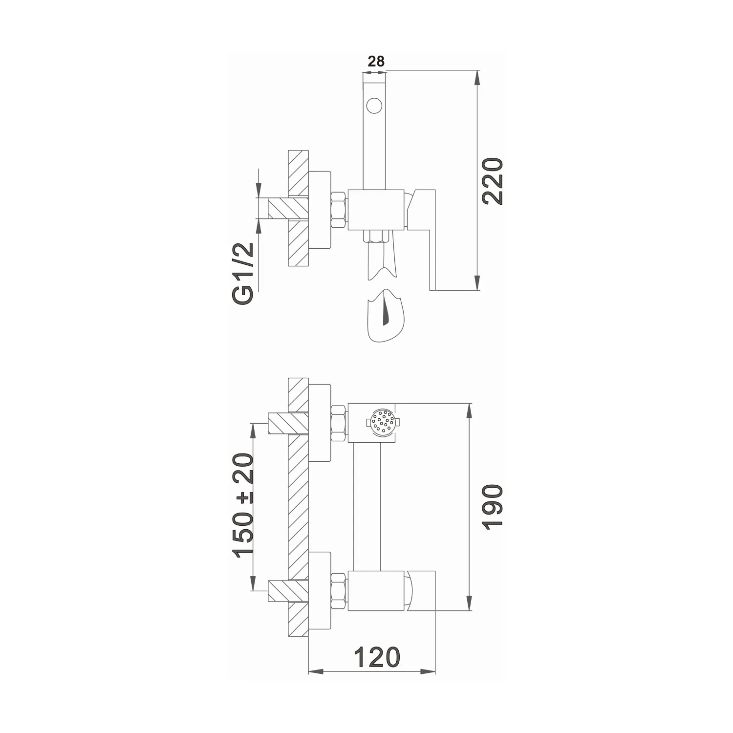 Гигиенический душ со смесителем D-Lin D180202-S, графит