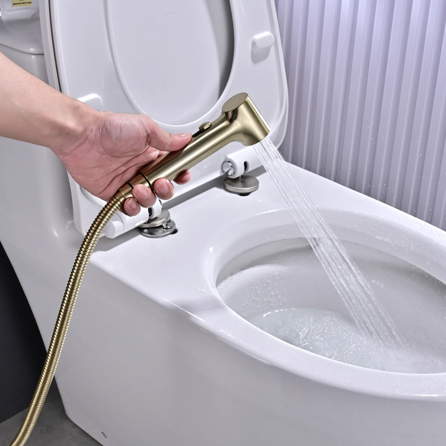 Гигиенический душ со смесителем Rose R235G, золотой сатин