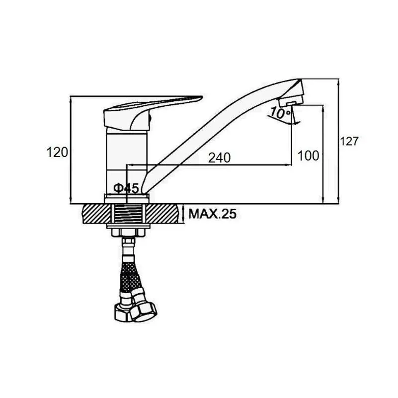 Смеситель для кухни D-Lin D154428-6, хром