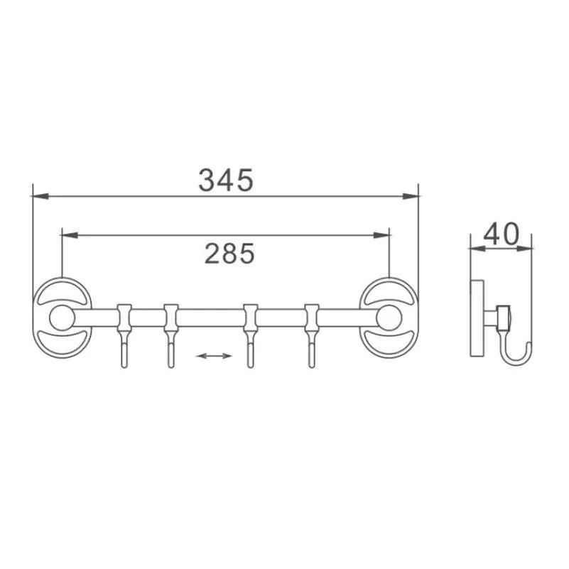 Планка с крючками для полотенец D-Lin D289700-4, хром