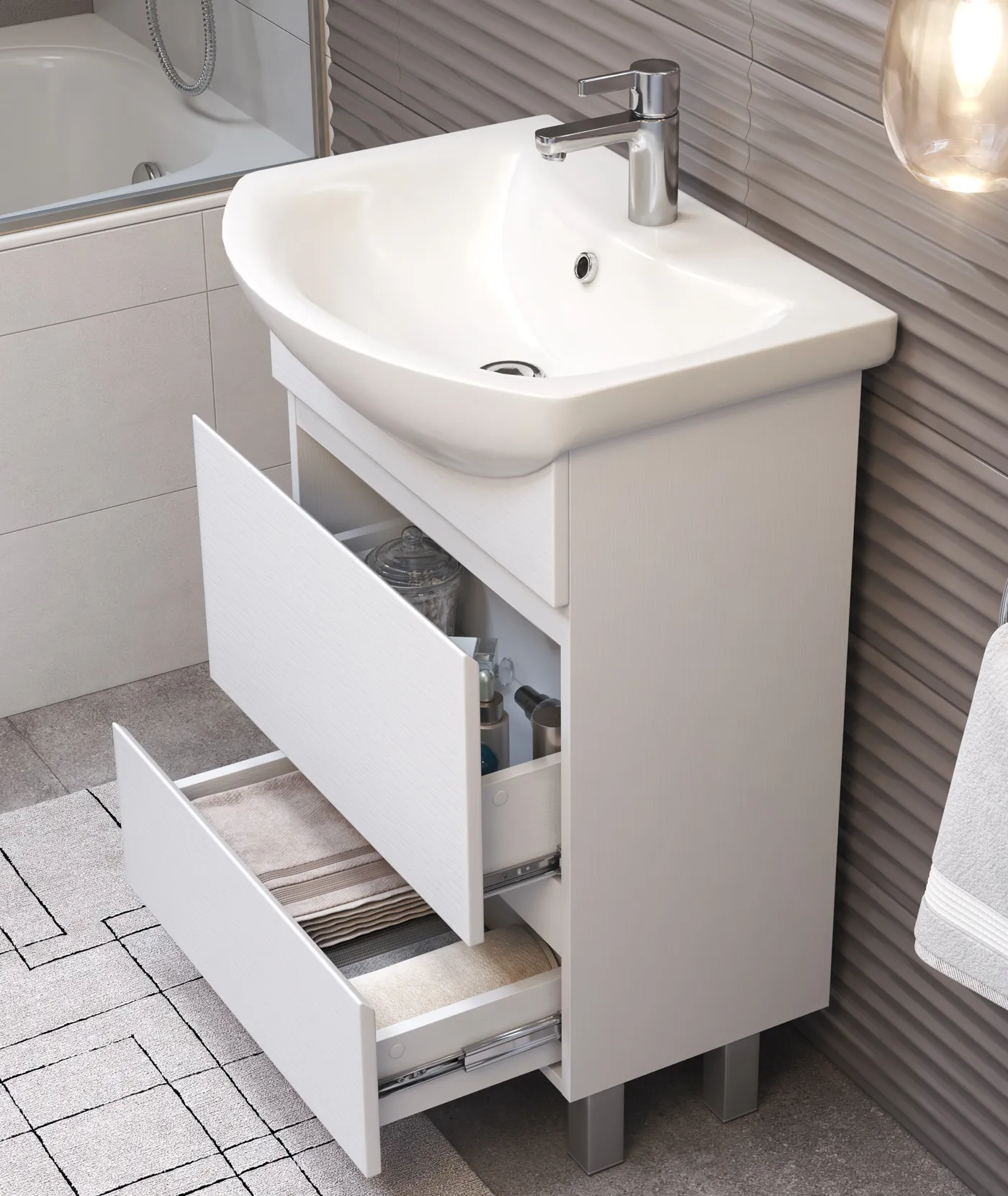 Тумба с раковиной напольная VIGO Wing tn.WIN.BAL.60.2Y белый, 60 см