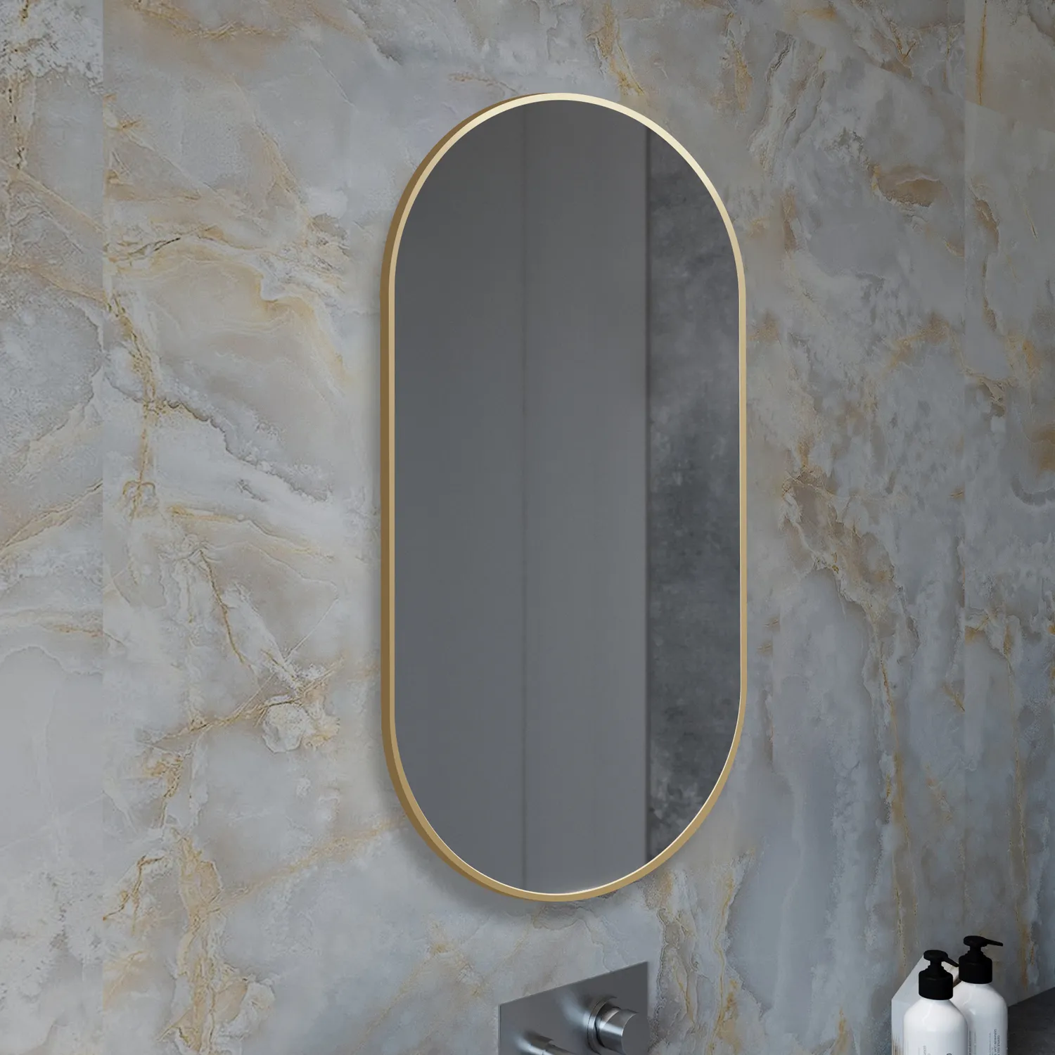 Зеркало MIXLINE "Мираж" 500*1000 ШВ ал. профиль ЗОЛОТО (559330)