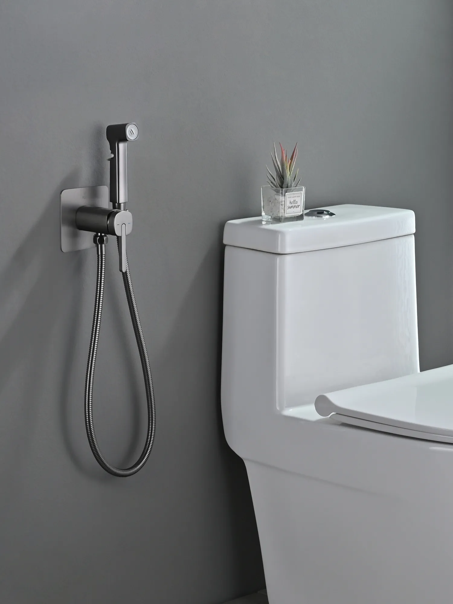 Гигиенический душ со смесителем Rose R245T, оружейная сталь