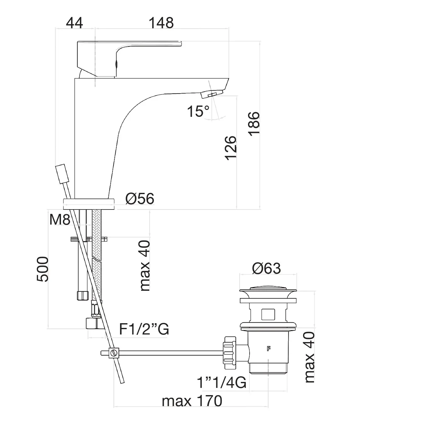 Смеситель для раковины Fiore KERA 88CR5515, хром