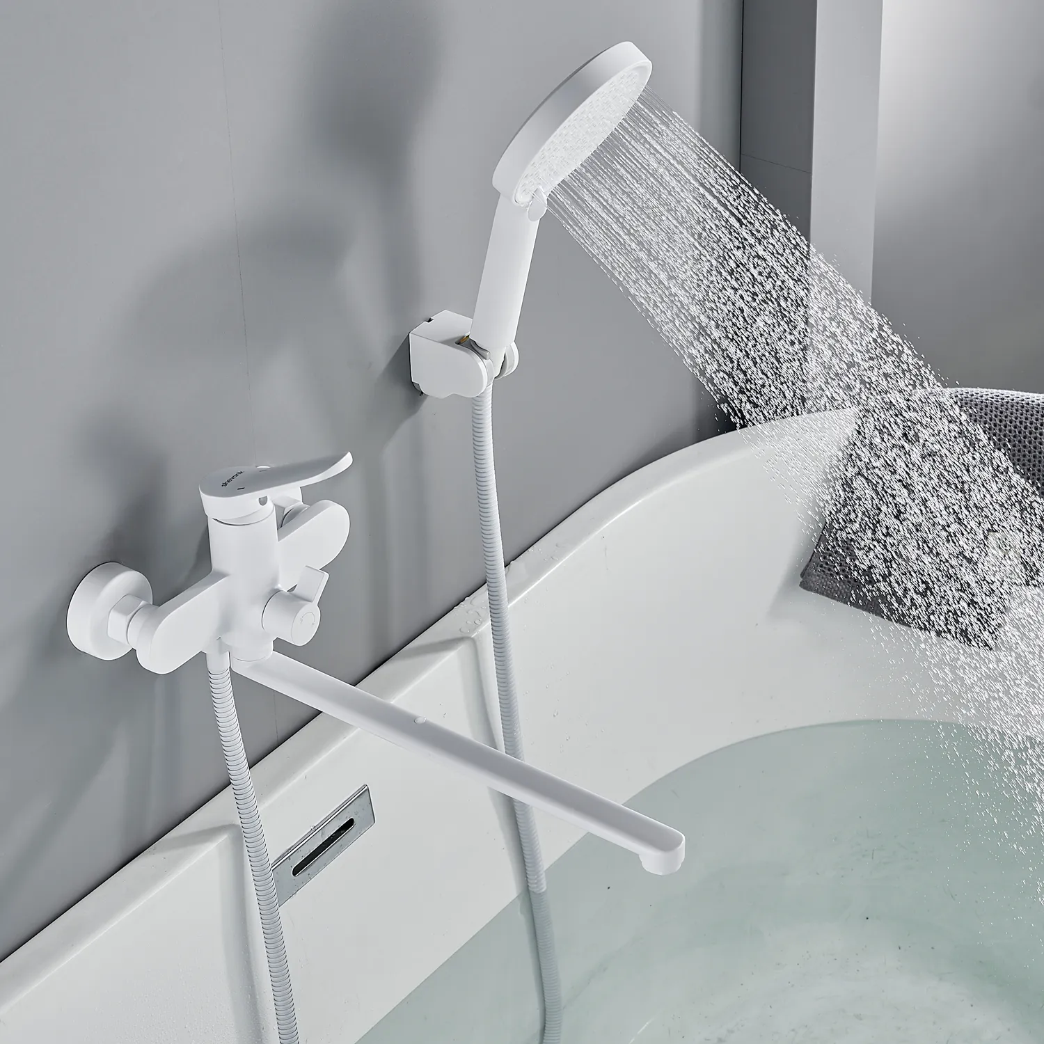 Смеситель для ванны Shevanik S4322C, белый