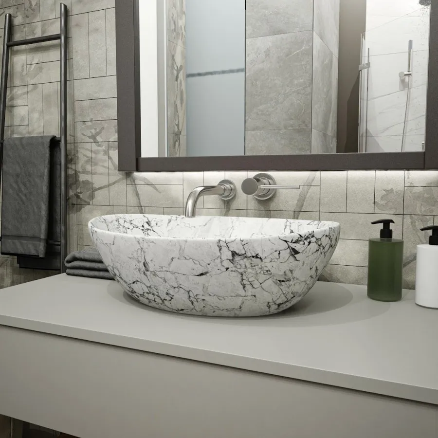 Раковина чаша Maretti EN13NS87-740MR, белый мрамор