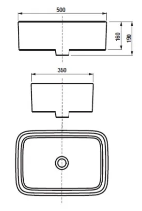 732700B000 MILA раковина накладная прямоуг 350х500