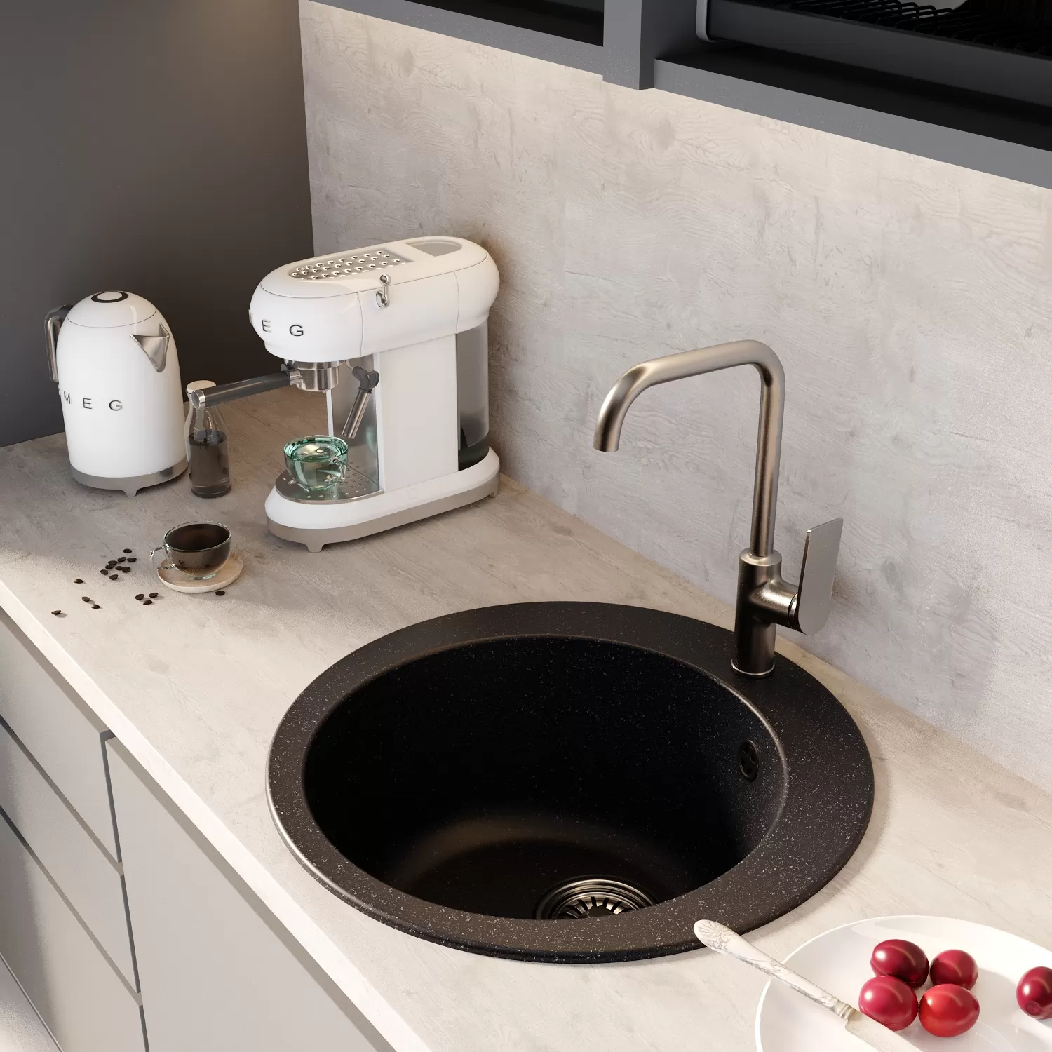 Мойкa MIXLINE ML-GM13 круглая  черная (308) 495мм (глуб. чаши 200) NEW (551890)
