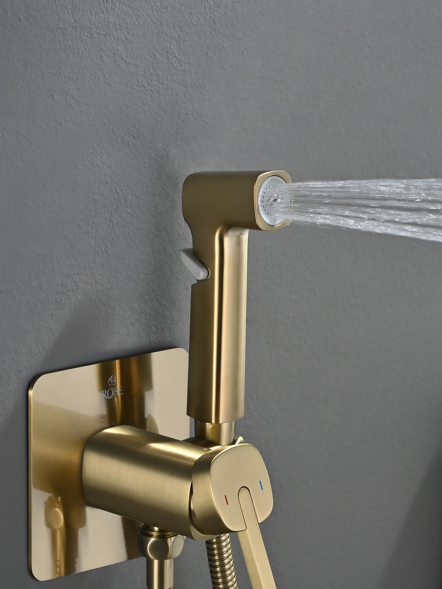 Гигиенический душ со смесителем Rose R245G, золотой сатин