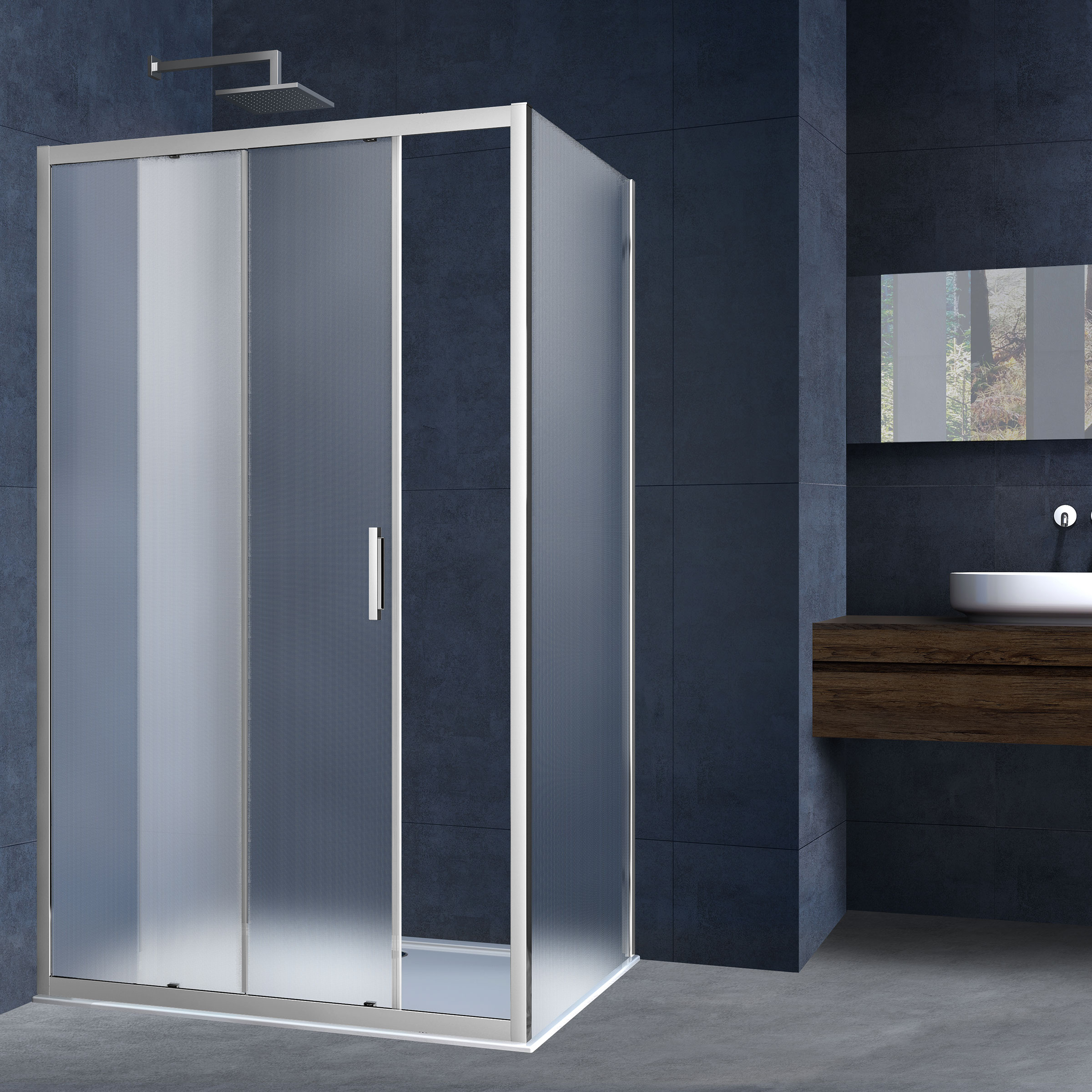 Душевой уголок Vincea Alpha (VSR-3AL9013MT) 1300х900 мм, хром, стекло текстурное