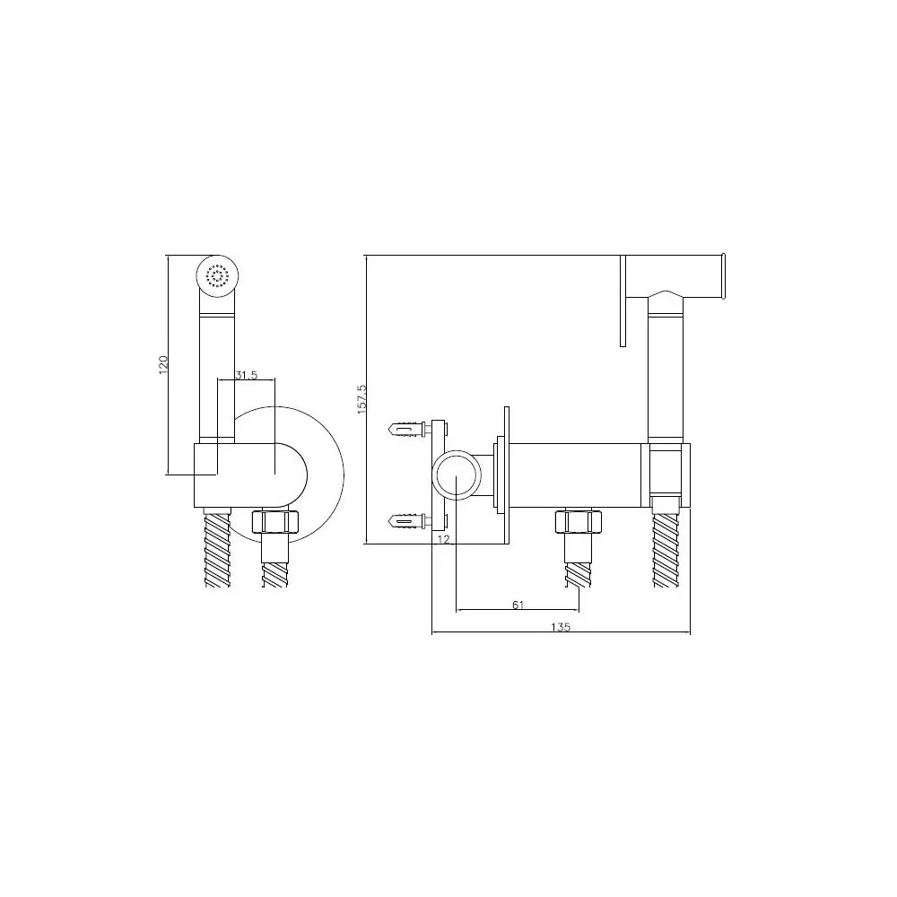 Гигиенический душ со смесителем ESKO SMH03Gold, золотой сатин