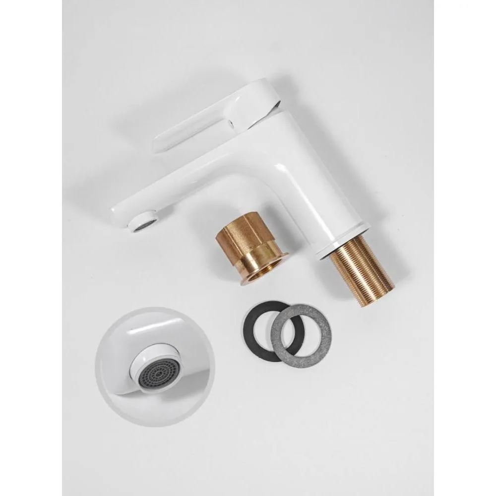 Смеситель для раковины Hansberge H1099W, белый/хром