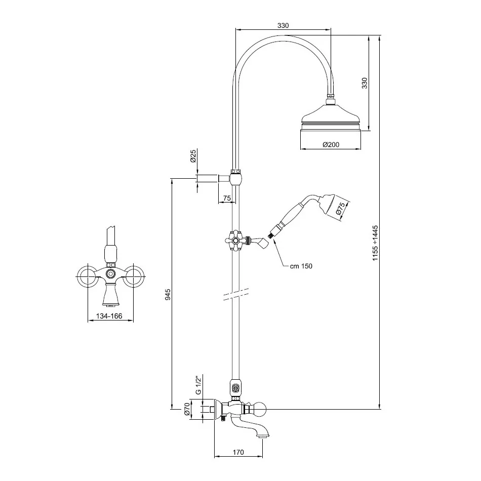 Душевая система Webert Karenina KA721208010, золото