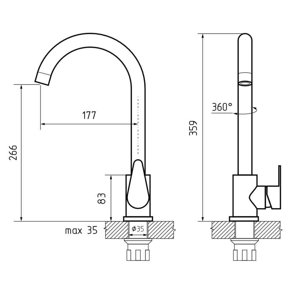 Смеситель для кухни GranFestGF-Z-5412, темно-серый