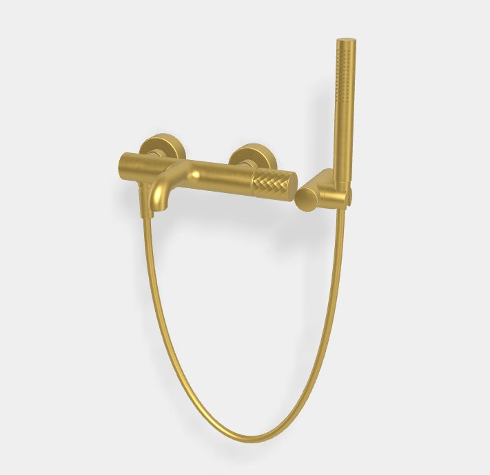 Смеситель для ванны и душа Fima Carlo Frattini Spillo Tech, X Collection, золото брашированное (F3034TNXOS)