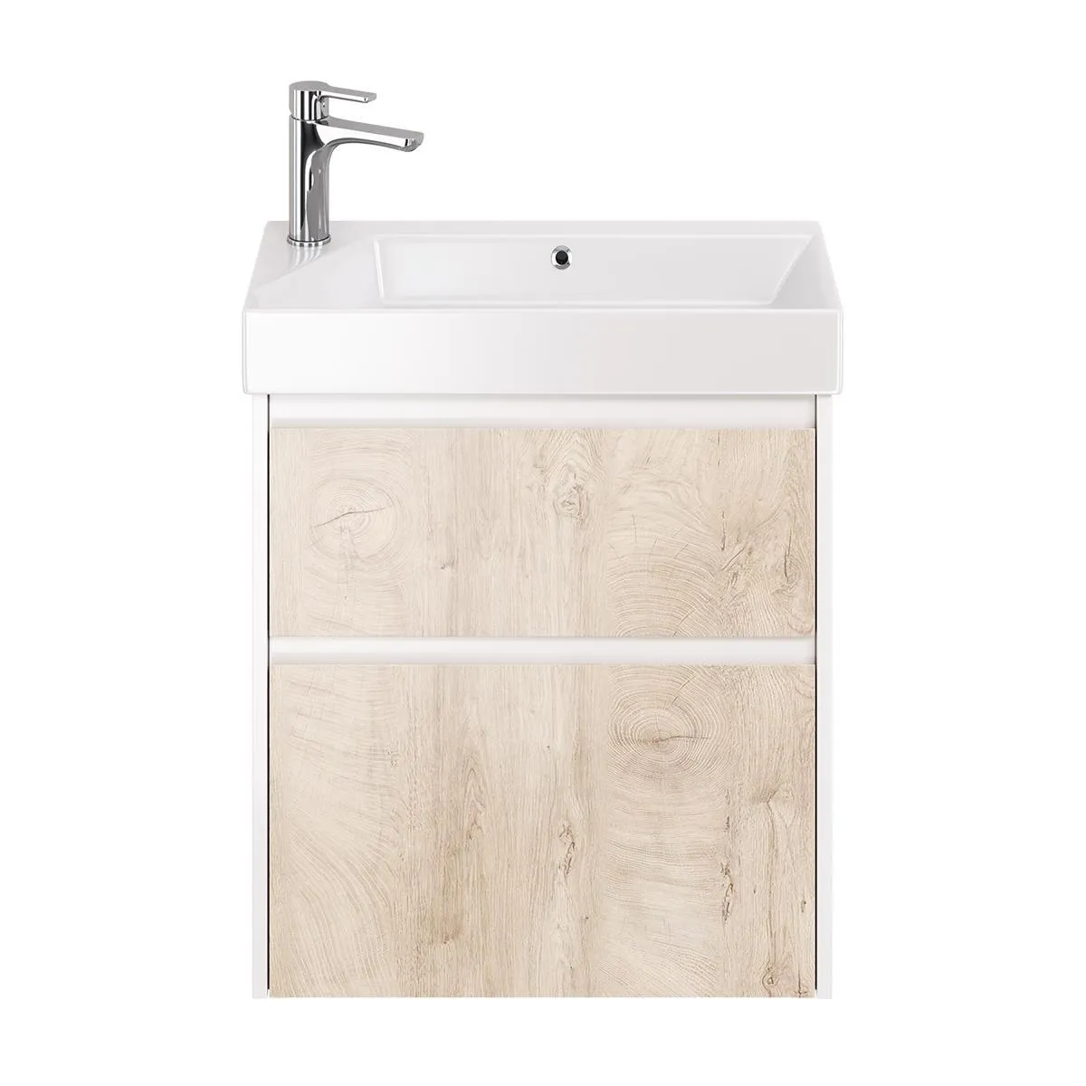 Тумба под раковину подвесная Dreja Slim 65 см, белый/дуб кантри