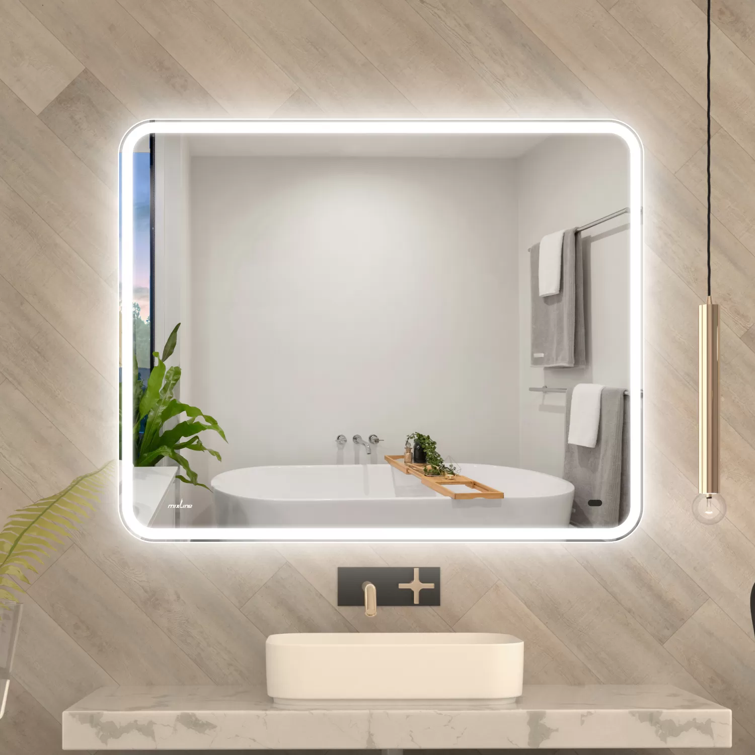 Зеркало MIXLINE "Турин" 1000*800 (ШВ) бесконтактный сенсор, светодиодная подсветка (555285)