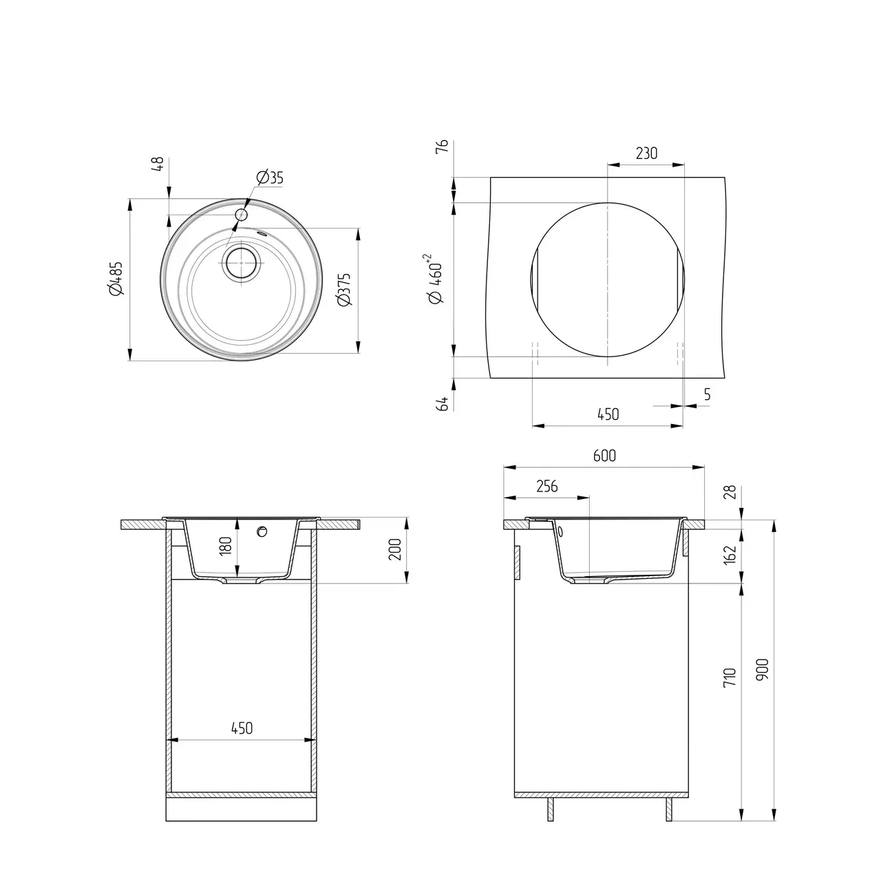 Кухонная мойка Ulgran Quartz Nora 485-10, песок
